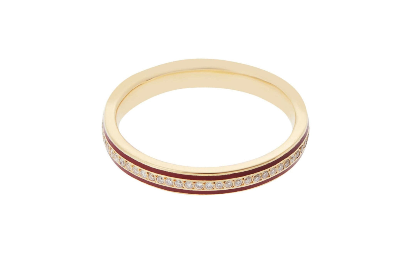  Ileana Makri Enamel Thread Band with diamonds and dark red enamel in 18k yellow gold