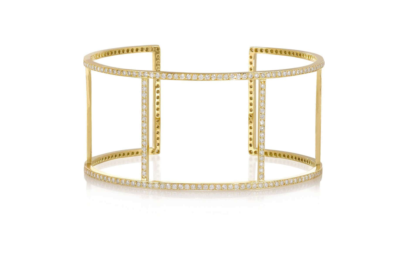  Ileana Makri Wire cuff with 2.23-carats of pavé diamonds in 18k yellow gold