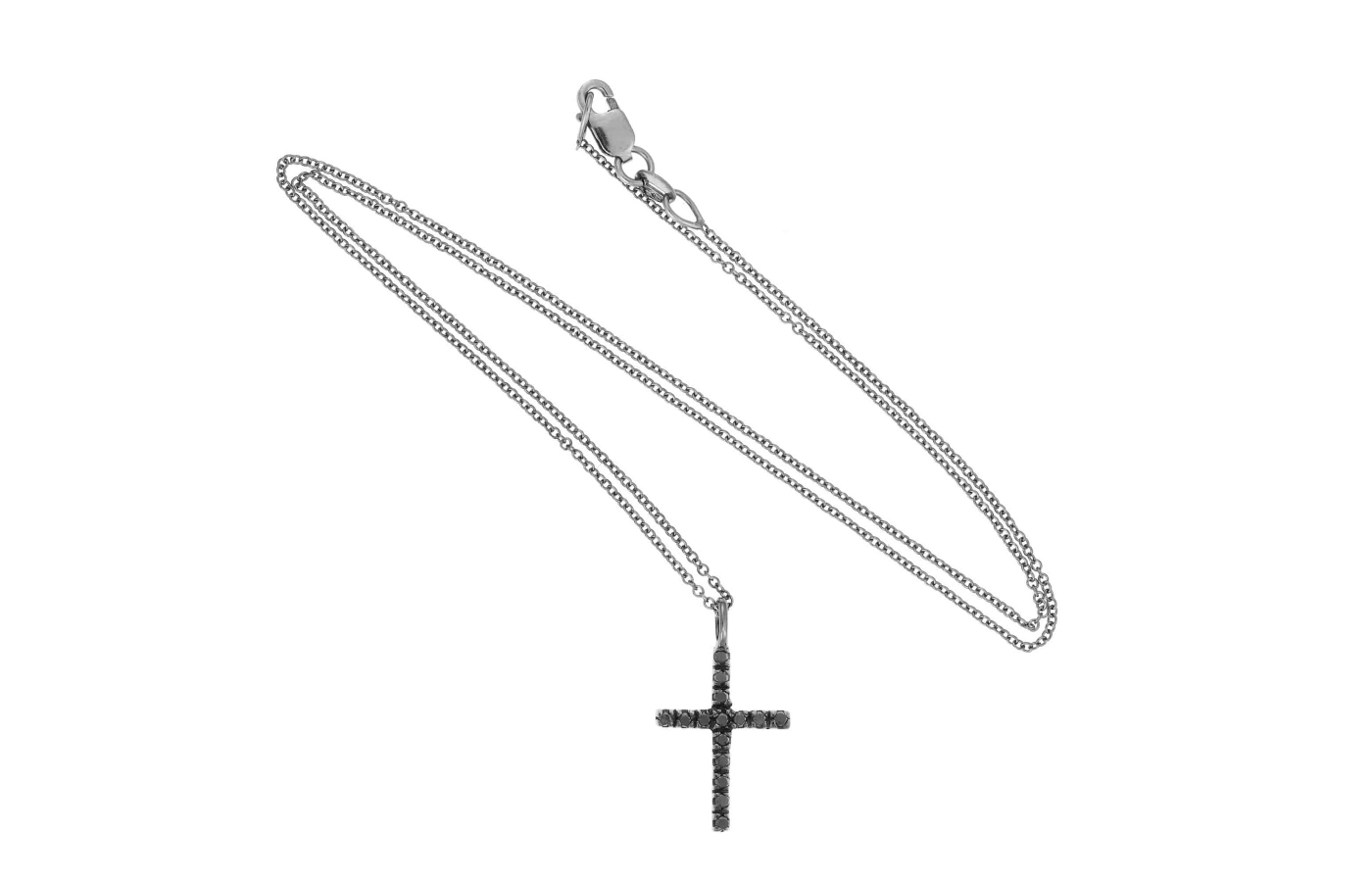  Ileana Makri Classic Cross necklace with black diamonds in 18k blackened gold