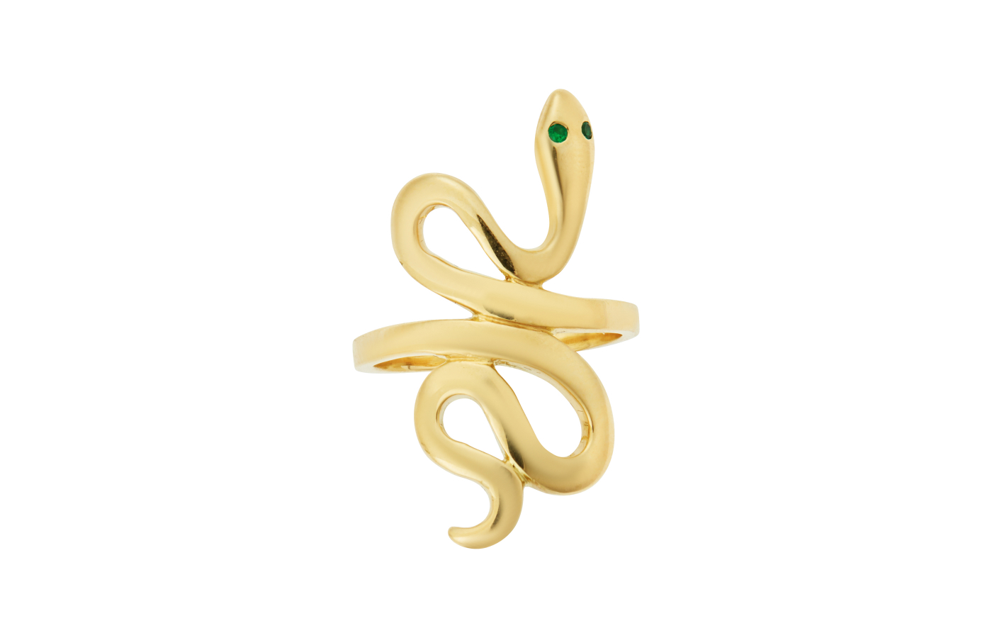  Ileana Makri Slither Snake ring with emerald eyes in 18k yellow gold 
