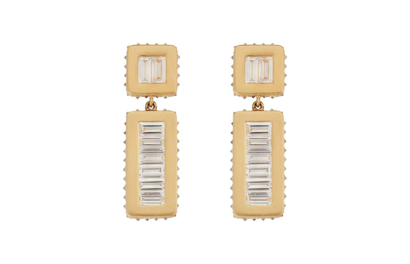  Ileana Makri Inverted Oblong Tile earrings with 4.42 carats of diamonds in 18k yellow gold 