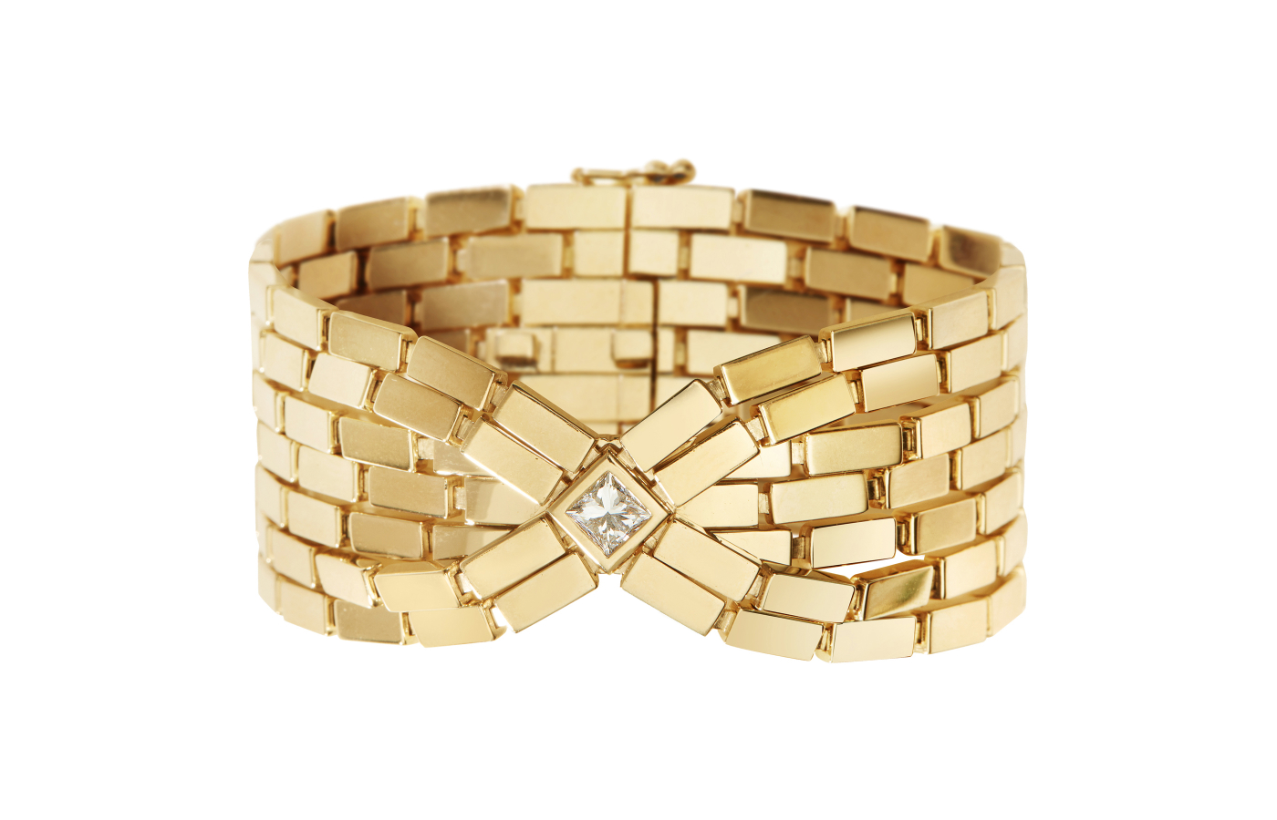 Ileana Makri Cascade bracelet with a 0.52-carat square-cut diamond in 18k yellow gold