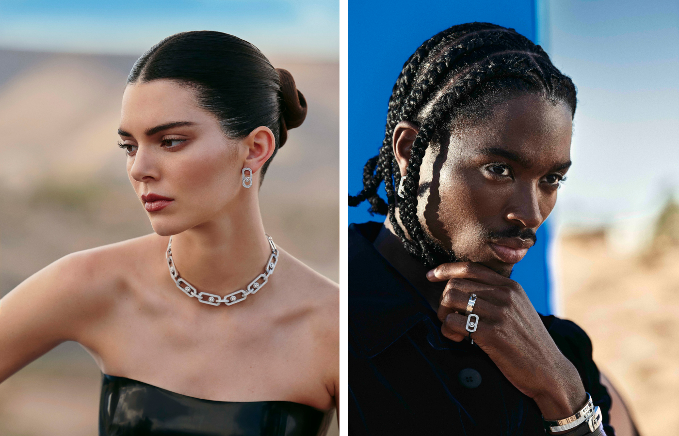  Alton Mason and Kendal Jenner in Messika Move pieces in gold and diamond