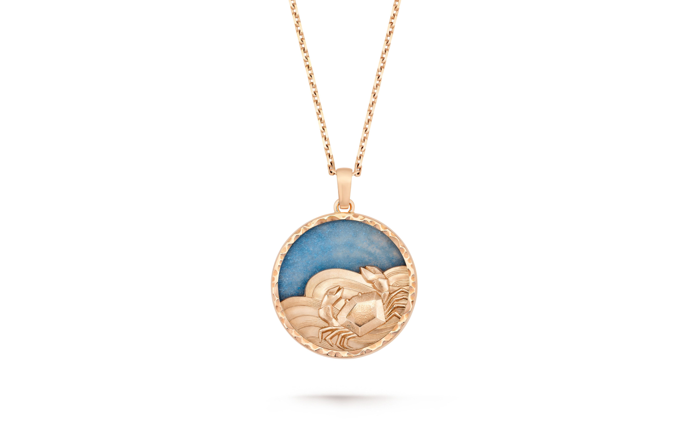 Van Cleef & Arpels Zodiaque Cancri (Cancer) long necklace in rose gold and blue quartz