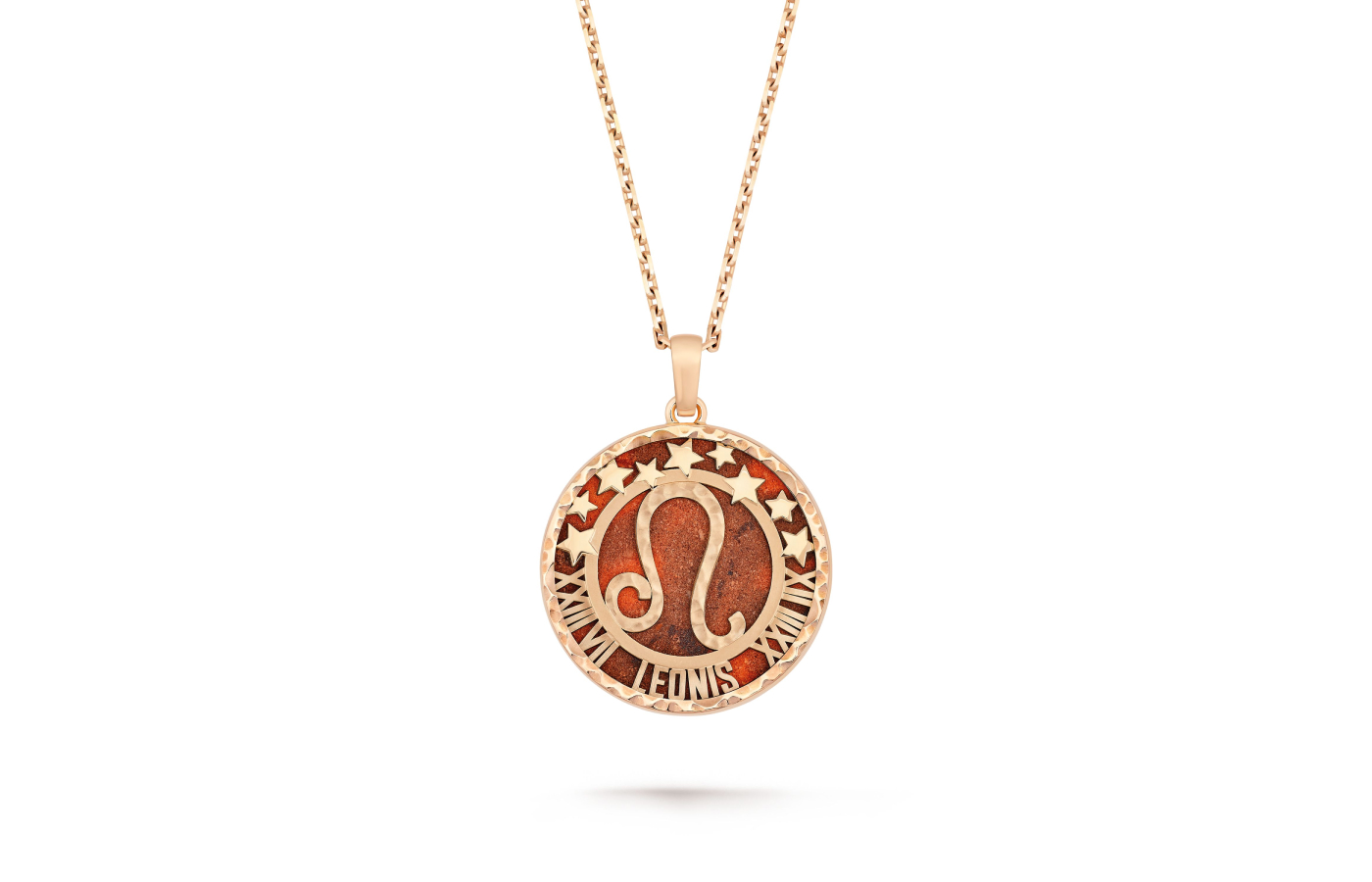  Van Cleef & Arpels Zodiaque Leonis (Leo) long necklace in rose gold and red jasper