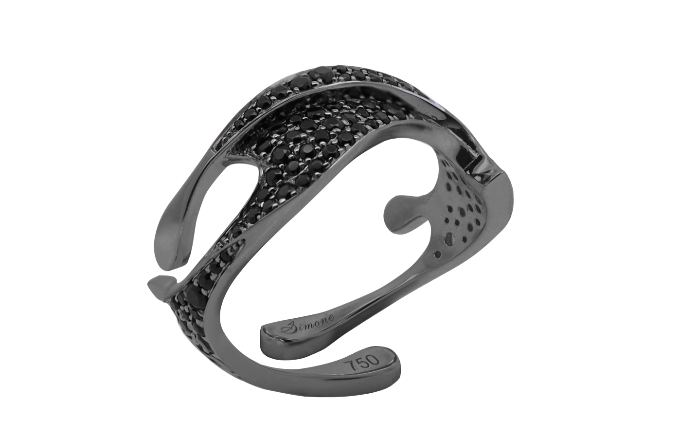  Simone Jewels Simone X Tomo ring in blackened gold and black spinel
