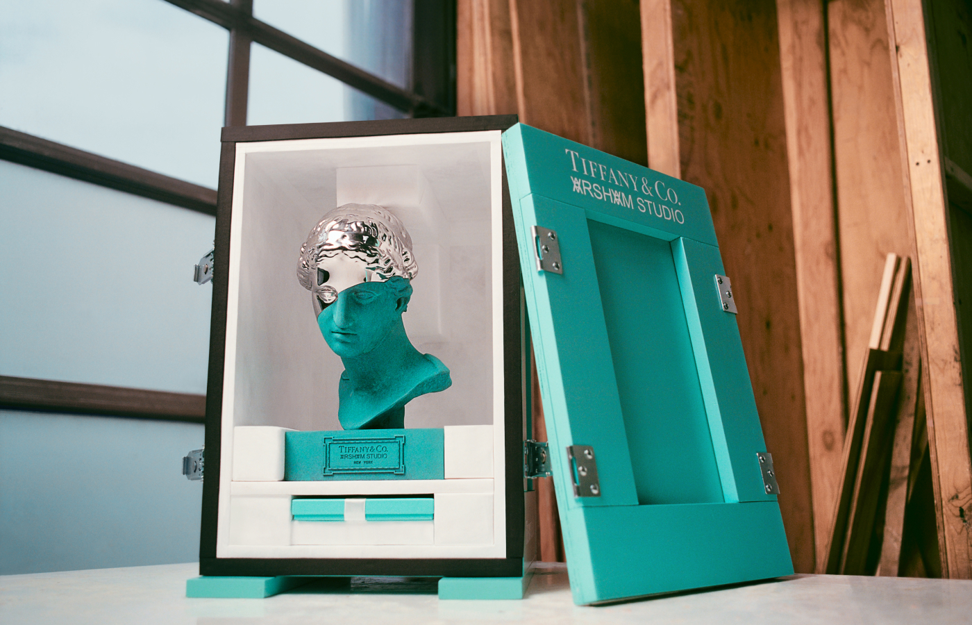  Tiffany & Co. X Daniel Arsham Limited Edition Sculpture created in mixed medium featuring the famous Tiffany blue hue