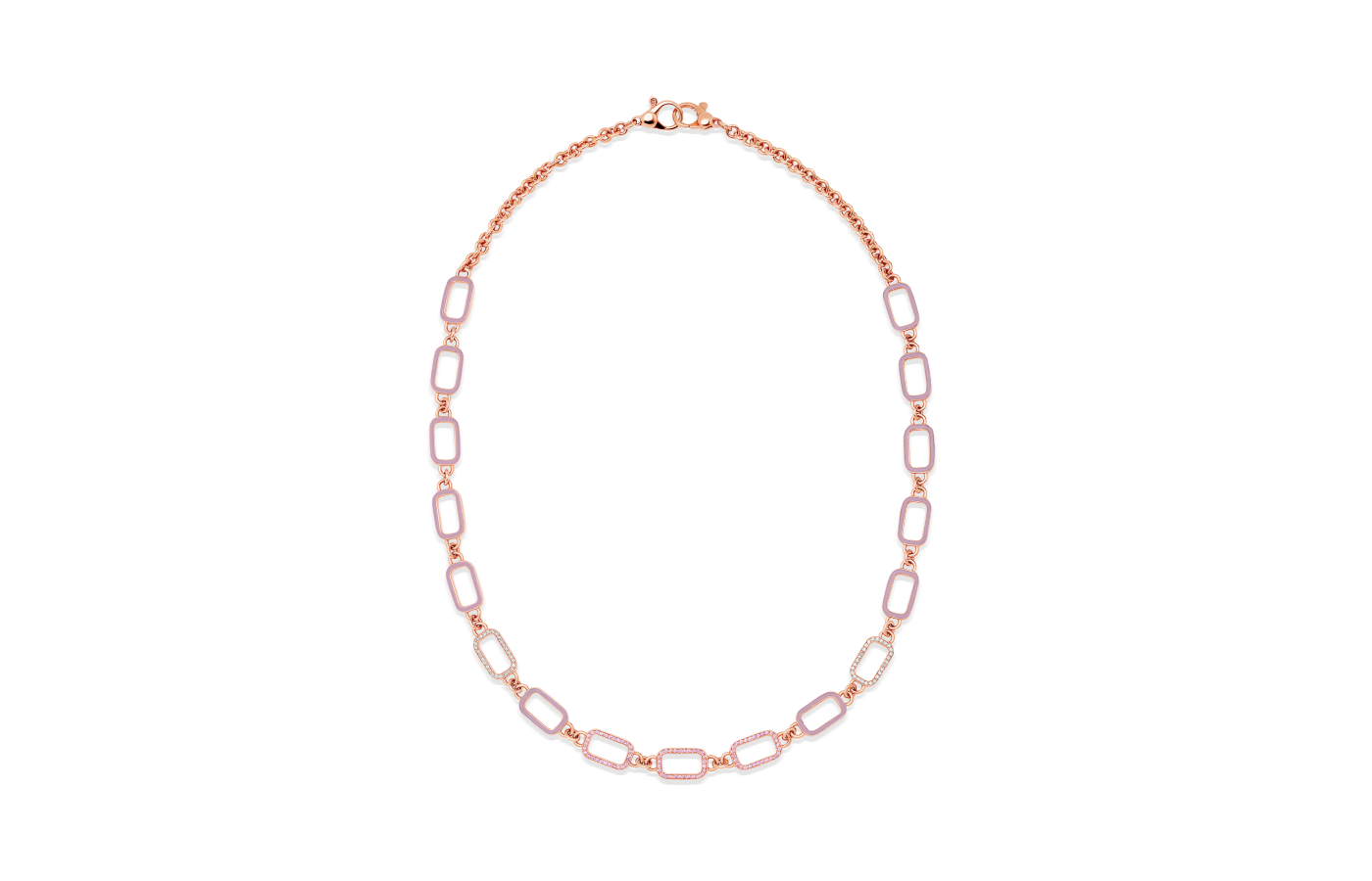  Misahara signature Chain City necklace in rose gold and diamond