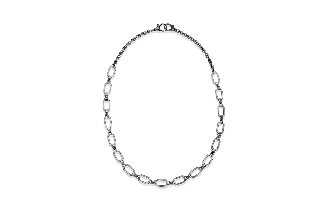  Misahara signature Chain City necklace in white gold, enamel and diamond