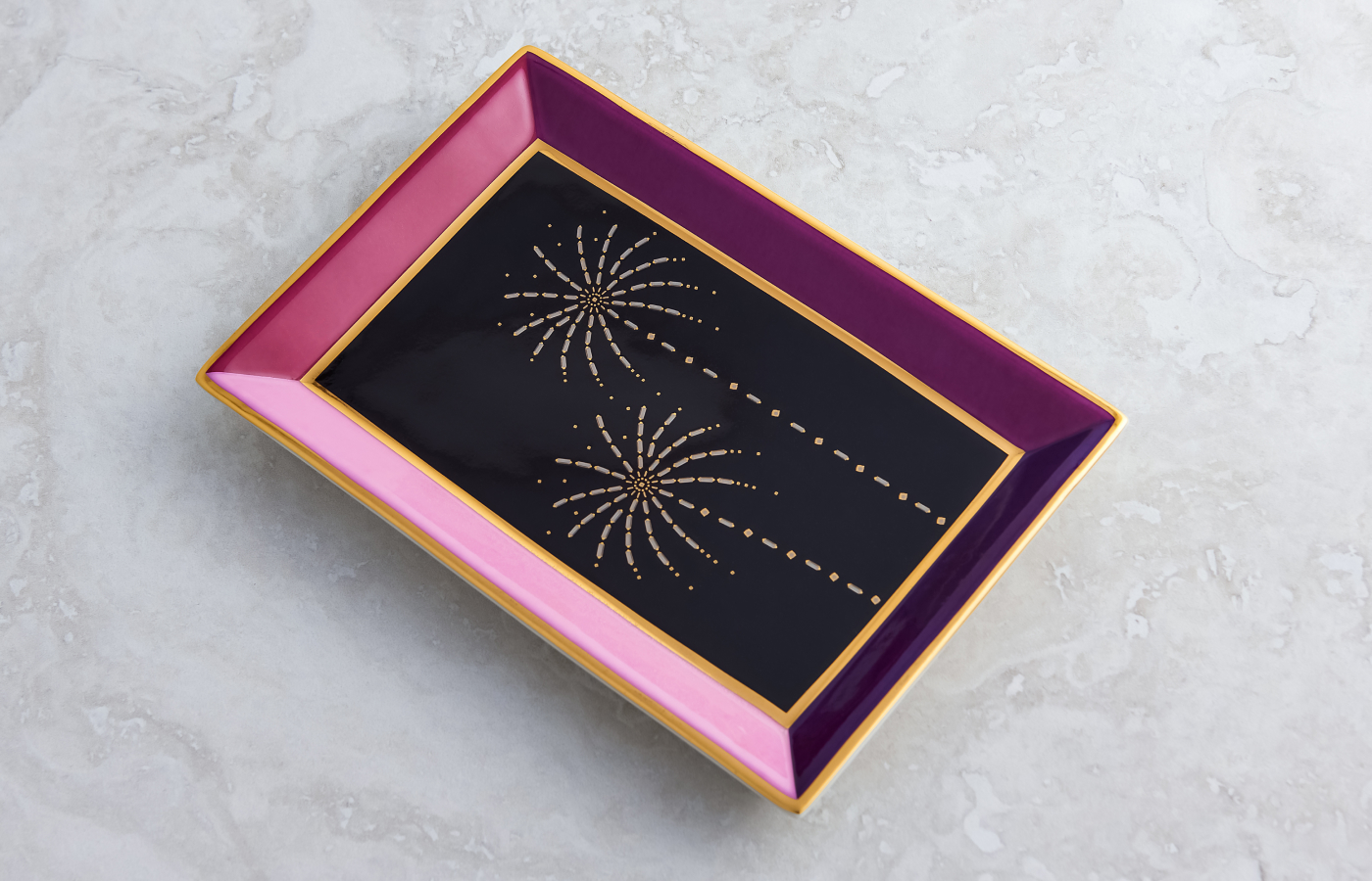  Suzanne Kalan X Jonathan Adler Jewellery Tray featuring sparkling palm trees motif