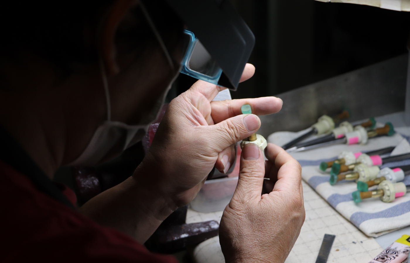  Faceting rough Russian emeralds into gemstones ideal for finished jewellery creations at Tsarina Jewels