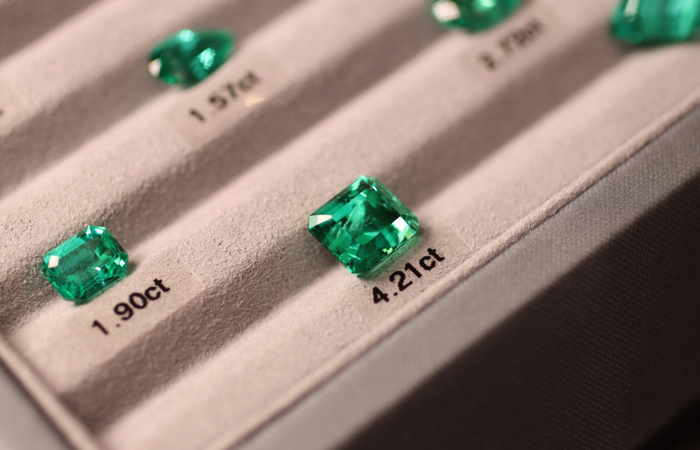  An octagonal step-cut Russian emerald of 4.21 carats from Tsarina Jewels 