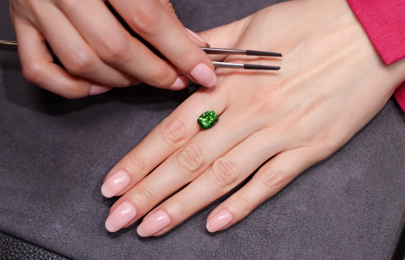  A Russian demantoid garnet ready for a fine jewellery creation by Tsarina Jewels