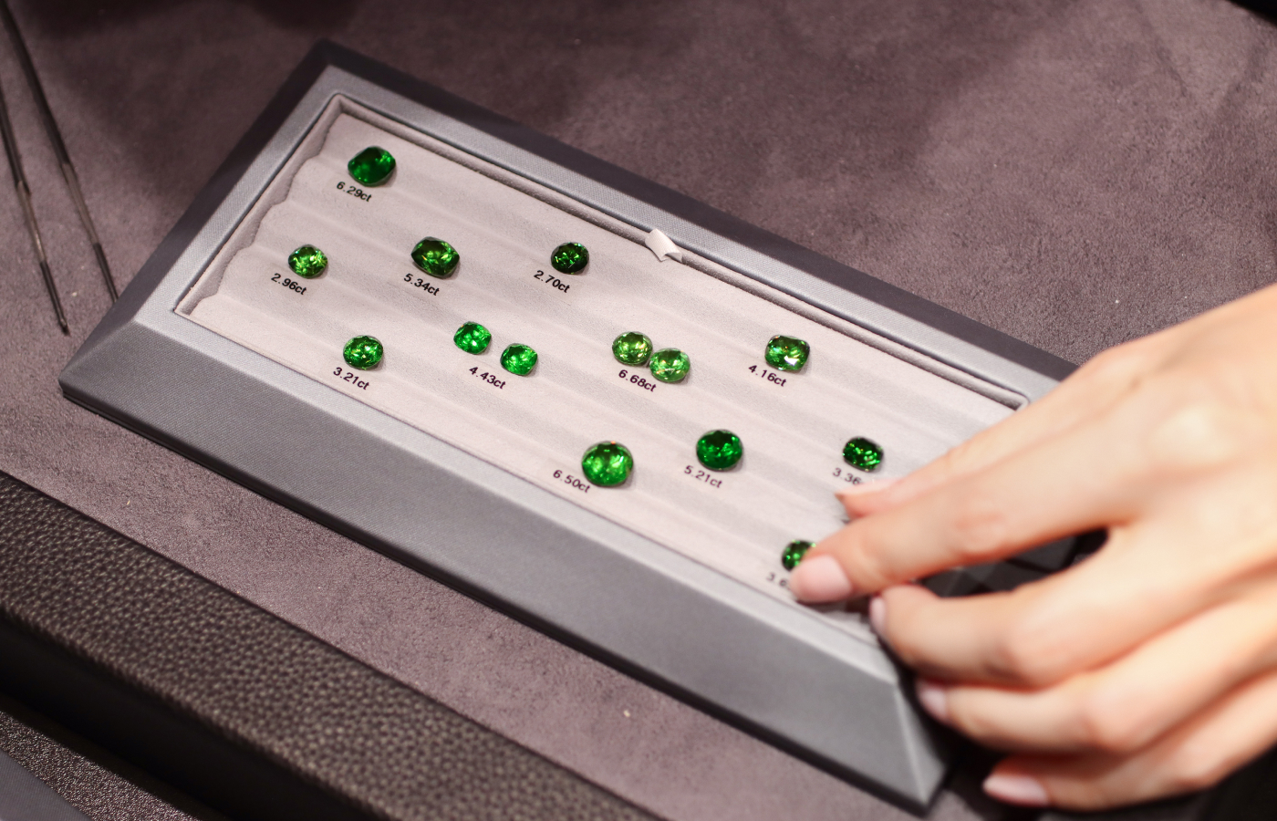  Rare Russian demantoid garnets in large carat weights, presented by Tsarina Jewels 