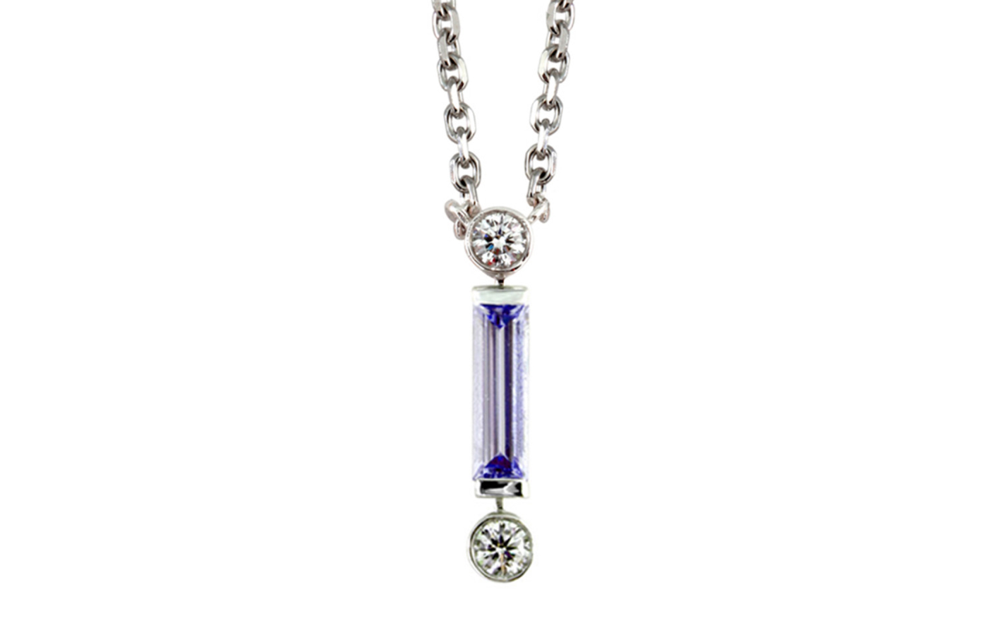  MATHON Paris Manhattan necklace with diamonds and tanzanite in 18k white gold 
