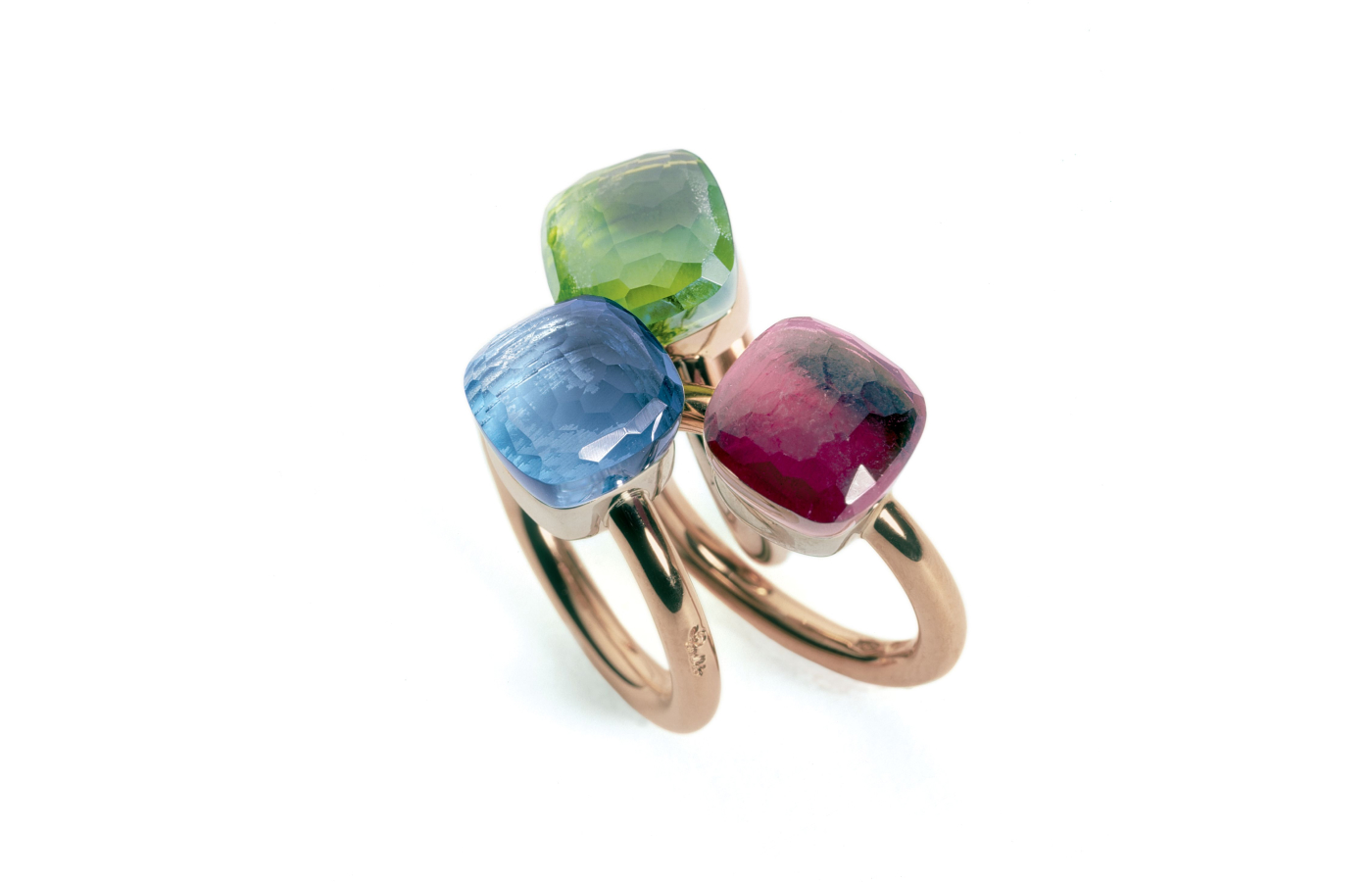 The three first Pomellato Nudo ring designs