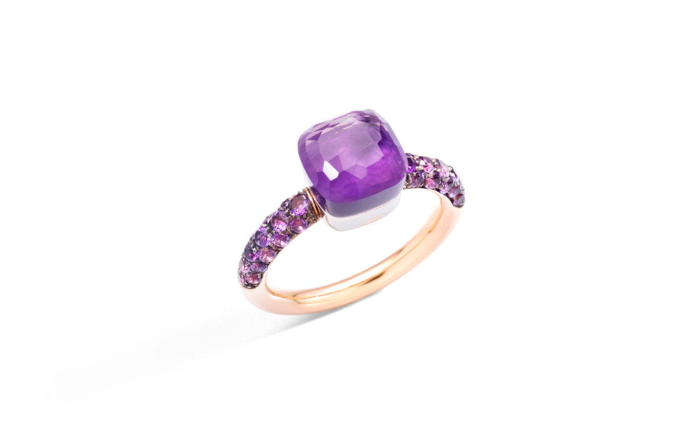  Pomellato Nudo earrings in rose gold, amethyst and jade