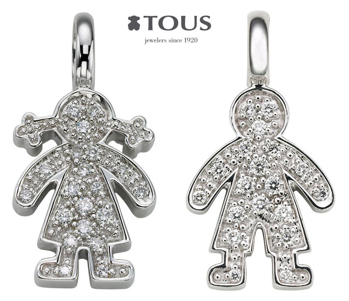 Girl (£589) and Boy (£565) pendants in 18K White gold with 0.11cts diamonds