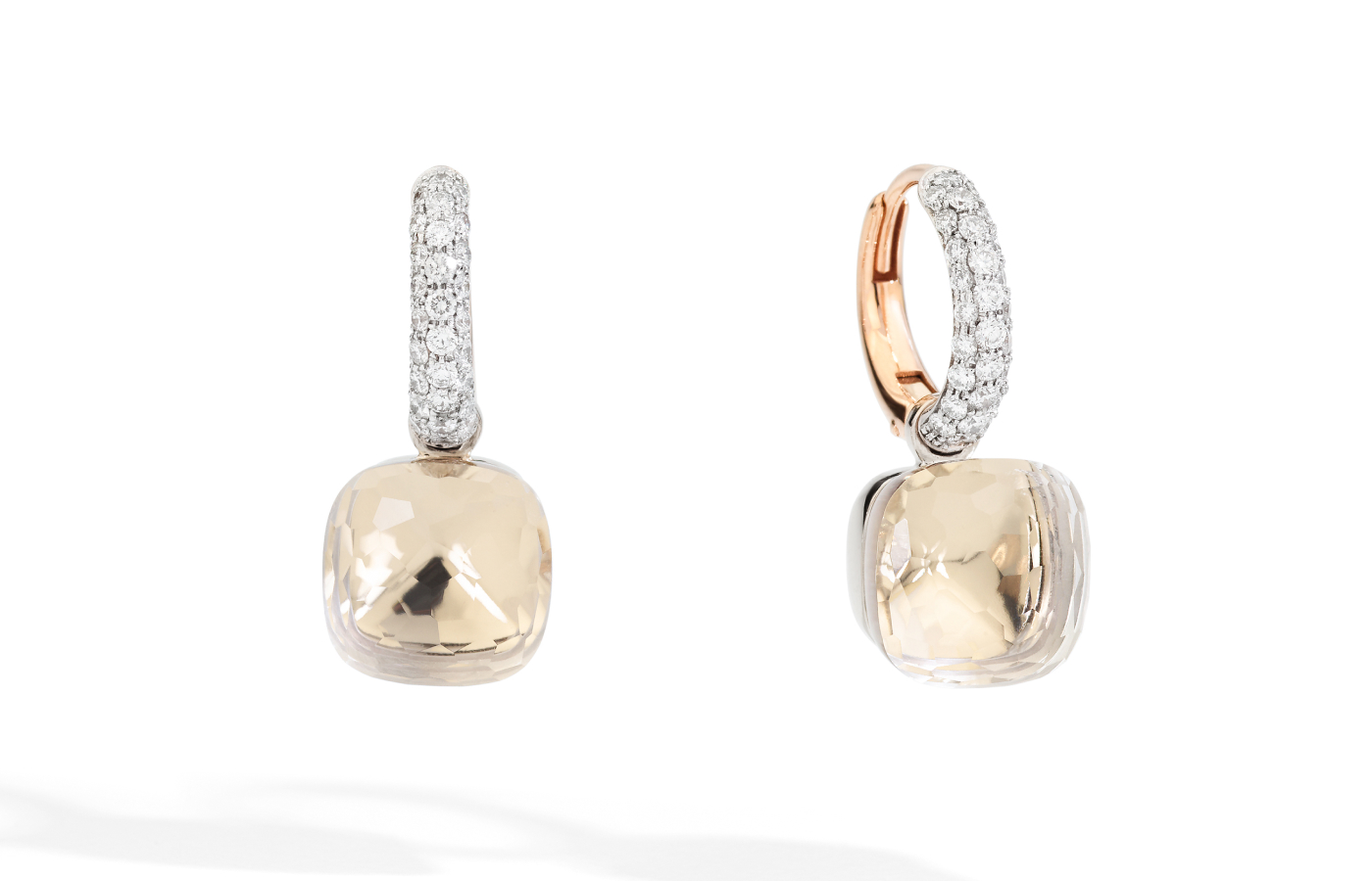  Pomellato Nudo earrings in gold, white topaz and diamond
