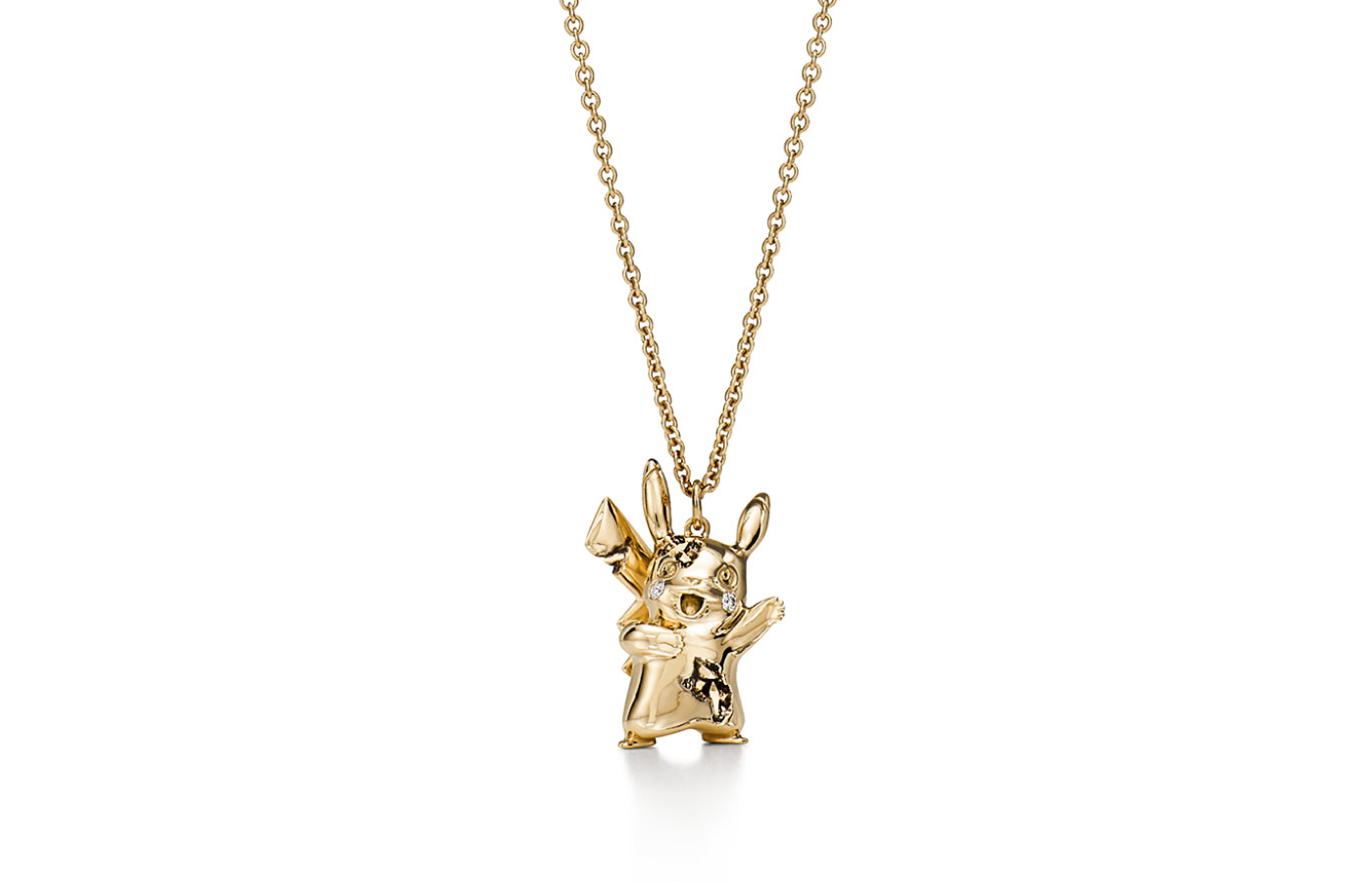 TIffany & Co. X Daniel Arsham Pokémon Pikachu necklace in gold and diamond 