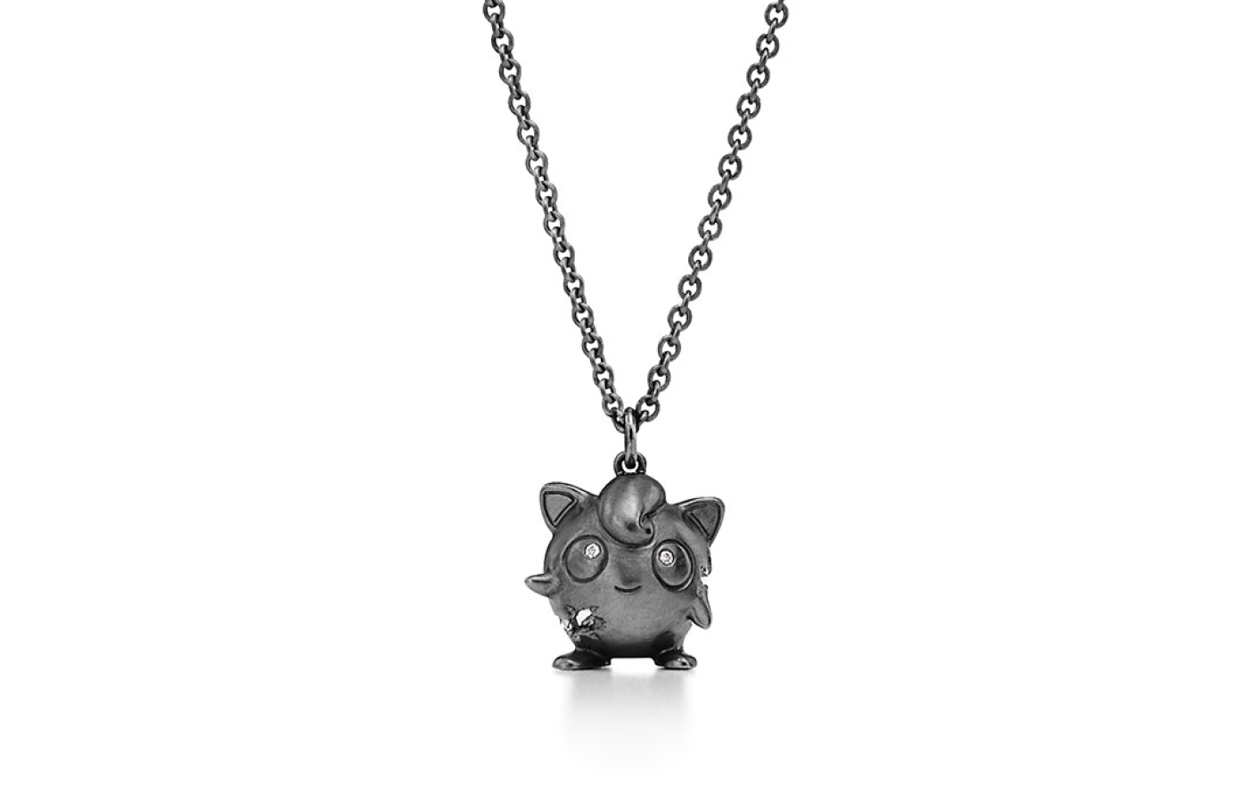  TIffany & Co. X Daniel Arsham PokémonJigglypuff necklace in oxidised sterling silver and diamond 
