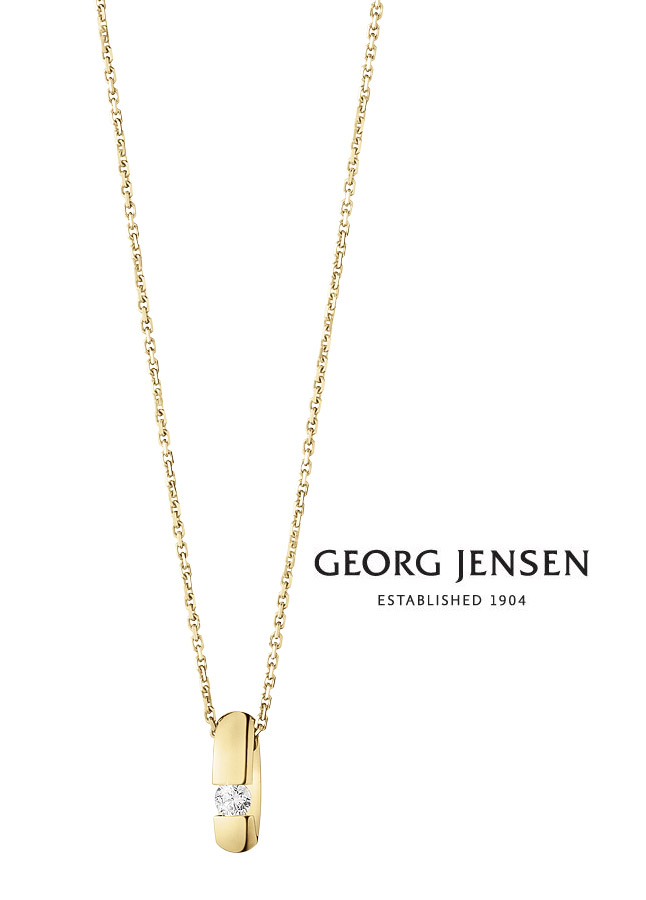 Золотой кулон Georg Jensen Джордж Женсен на цепочке с бриллиантом около 0,23 карата - £2,250