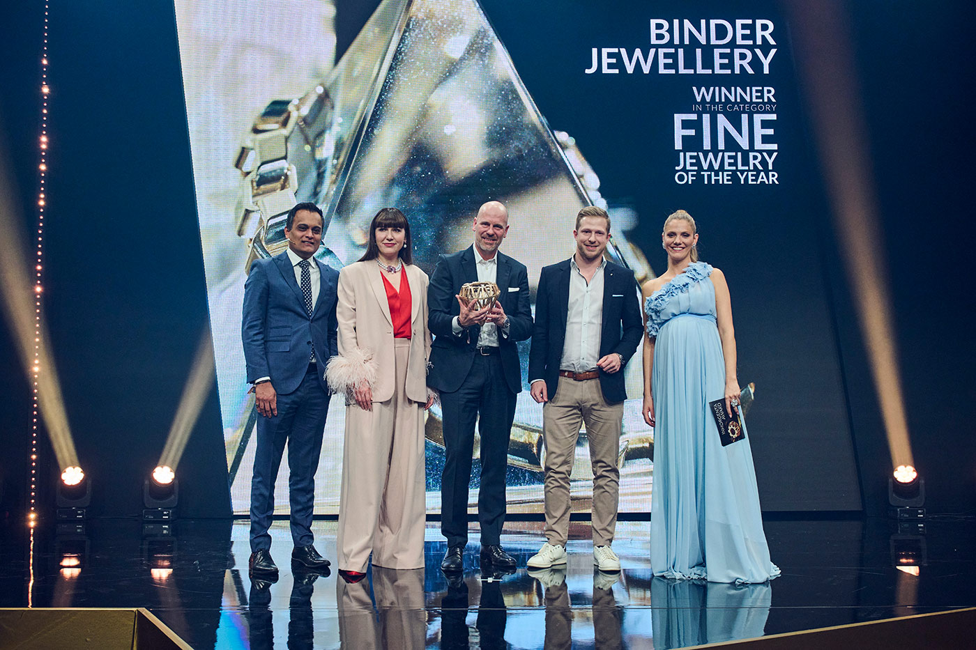 Katerina Perez on stage presenting at the Inhorgenta Awards in Munich, Germany, in February