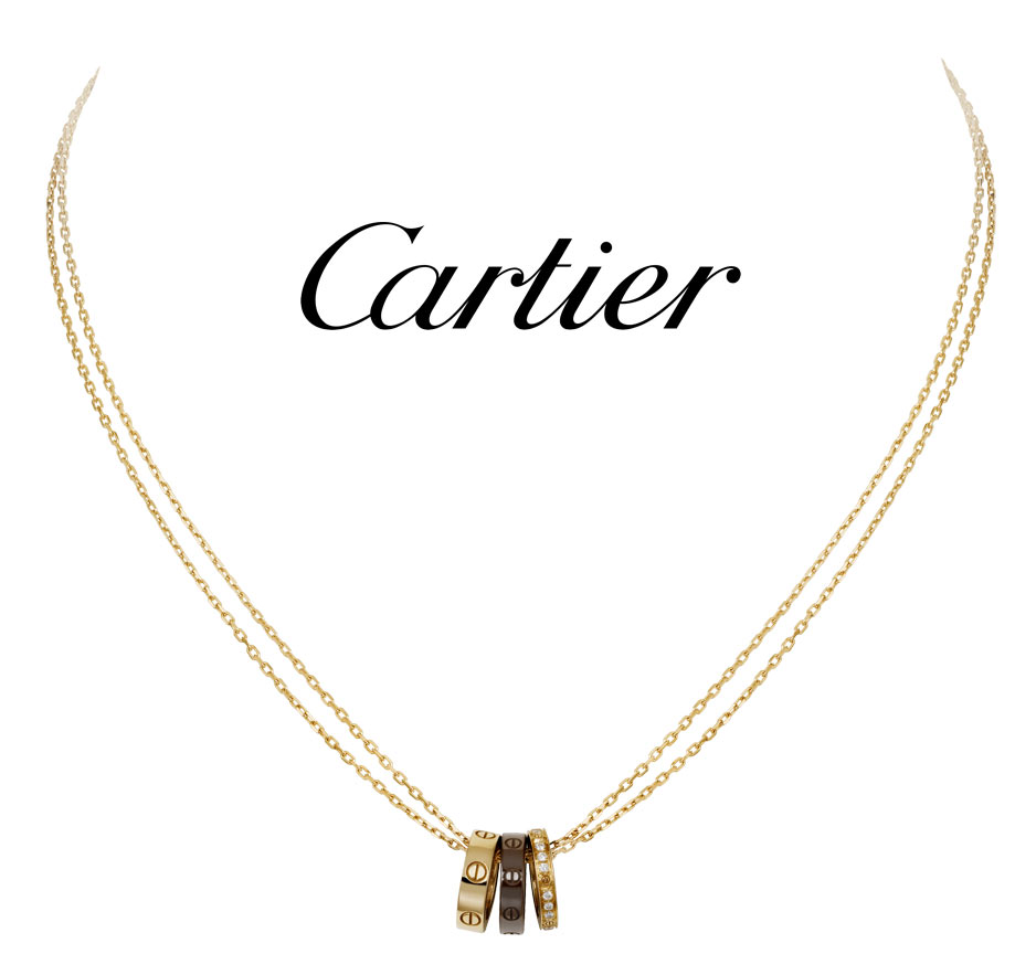 Подвеска Cartier из желтого золота с бриллиантами и шоколадной керамики картье