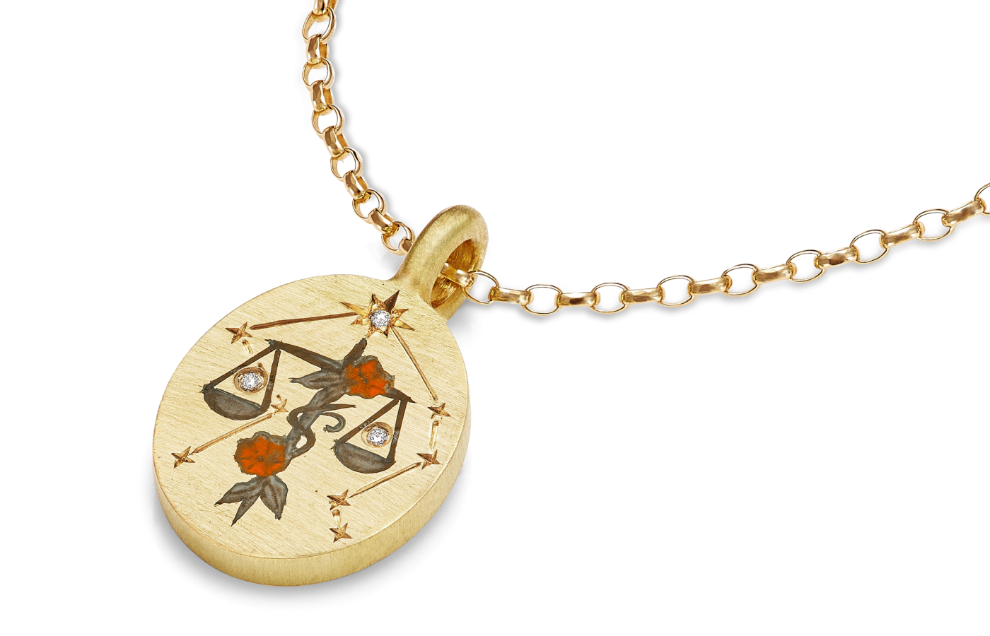  Cece Jewellery Libra pendant in gold, Champlevé enamel and diamond
