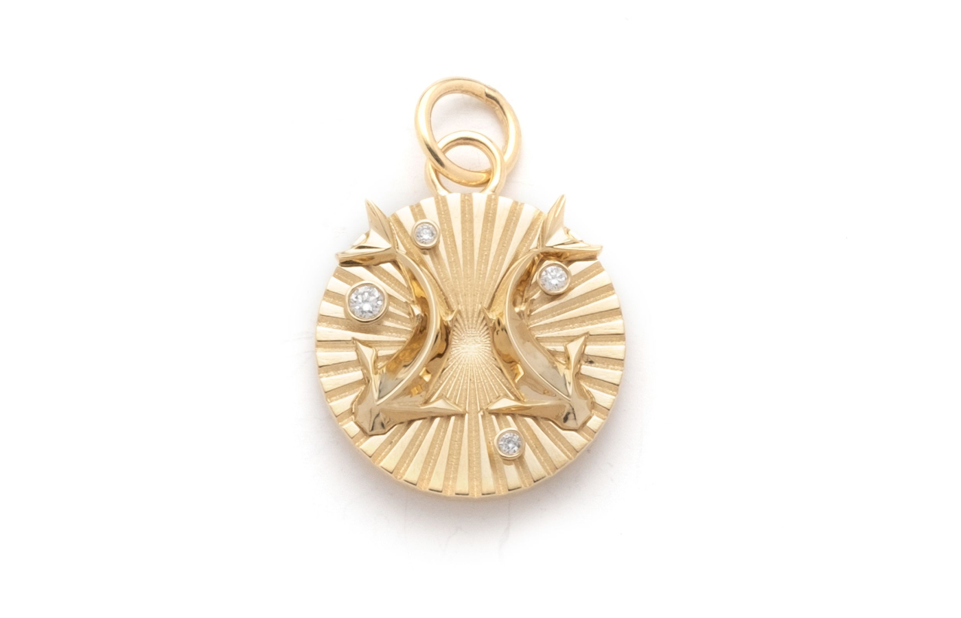  Foundrae Pisces Astrology charm in gold and diamond