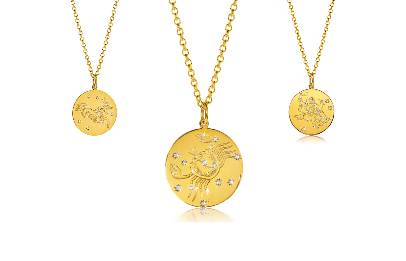  Verdura Zodiac necklaces in gold and diamond