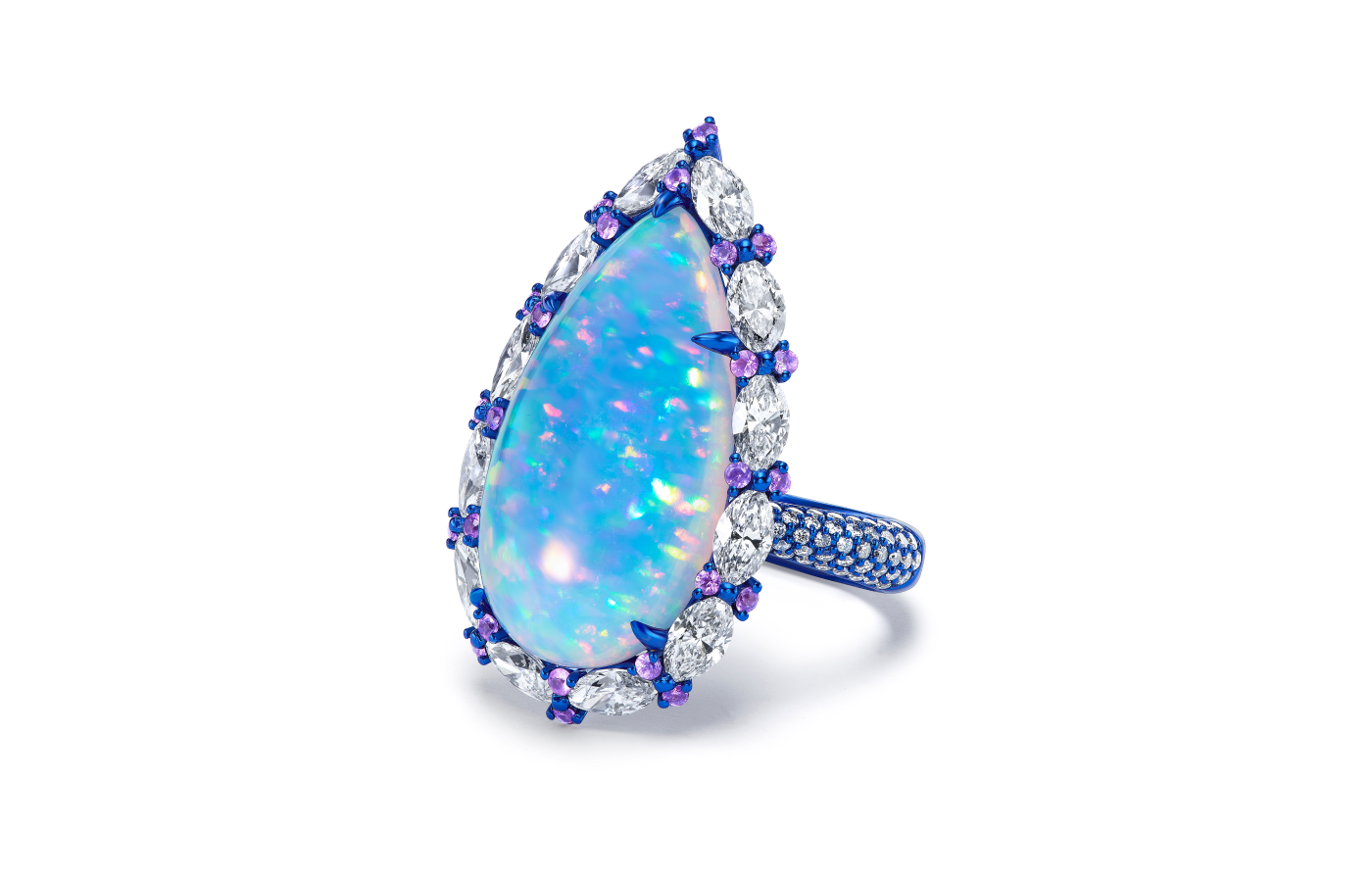  A pear-shaped opal cocktail ring by ZARIG 