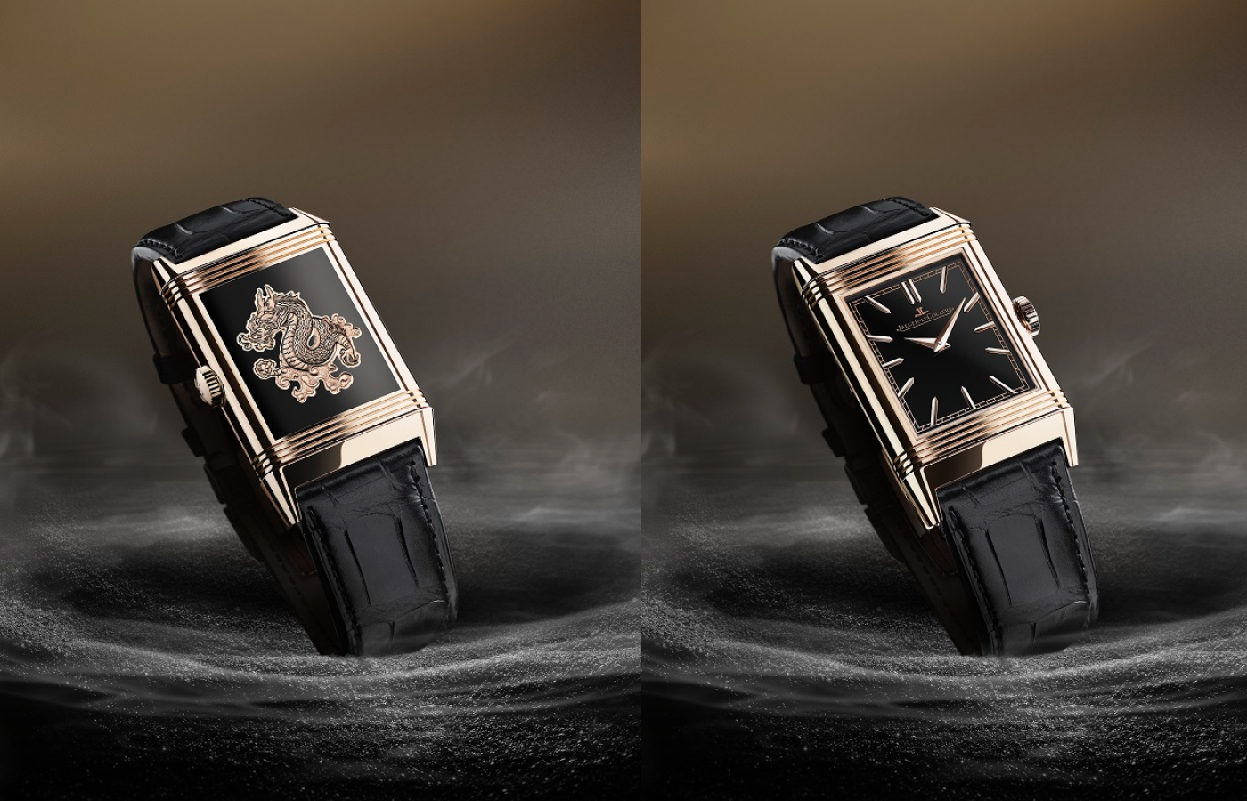 Jaeger-LeCoultre Reverso Tribute Enamel ‘Dragon’ watch in gold and black enamel