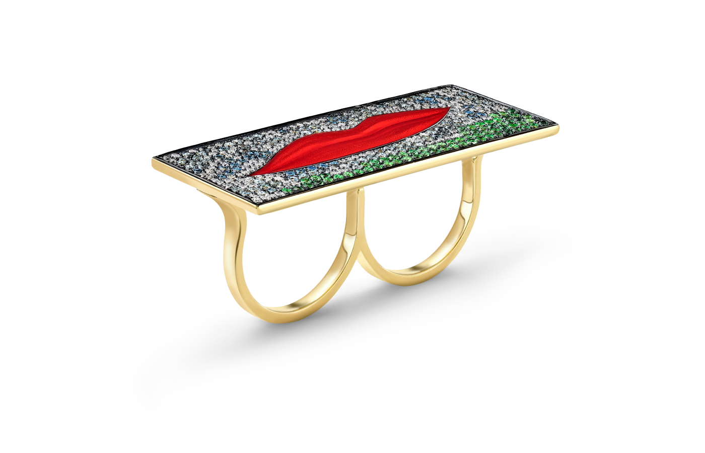  Venyx World The Observatory Time Toi Et Moi ring in gold, enamel and sapphire