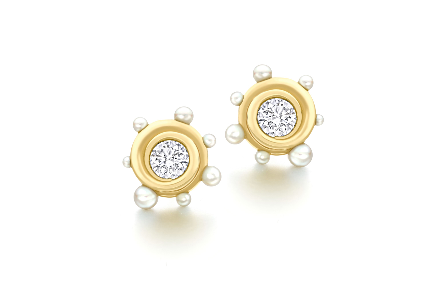  Jessica McCormack Haas Eclipse earrings in gold, pearl and diamond