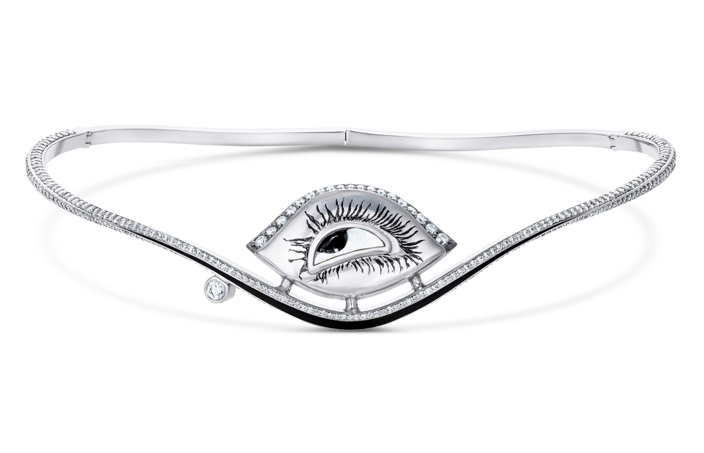  Venyx World Glass Tear necklace in white gold, enamel and diamond