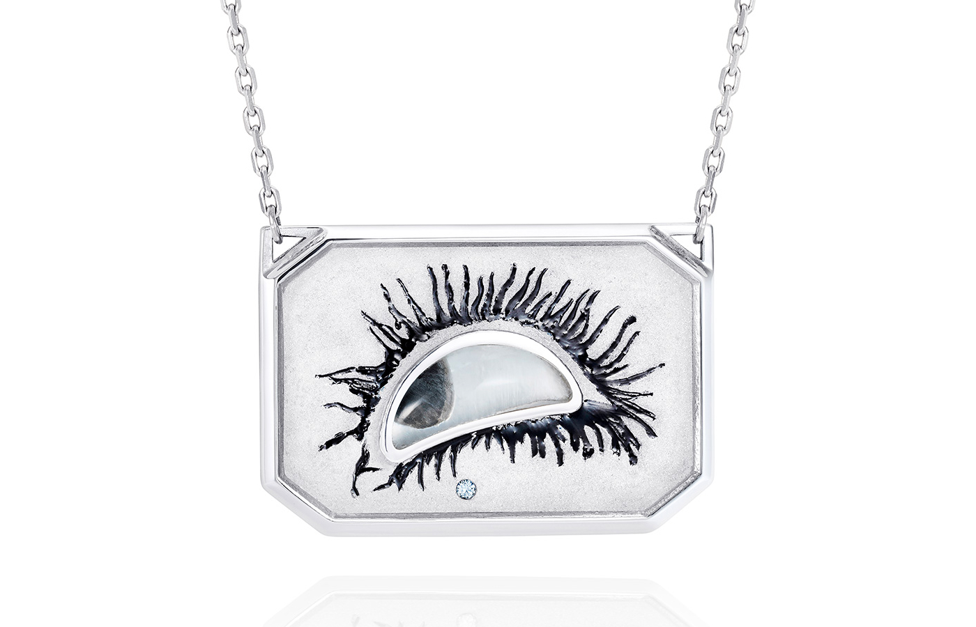  Venyx World Glass Tear pendant in white gold, enamel and diamond