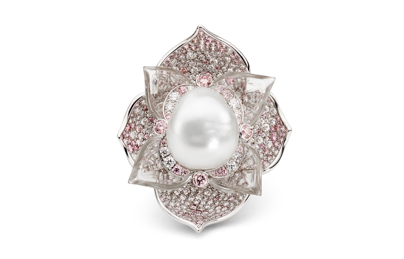  This detachable Lotus Flower brooch-pendant adds a transformable element to the masterpiece Iluka necklace by Matthew Ely 