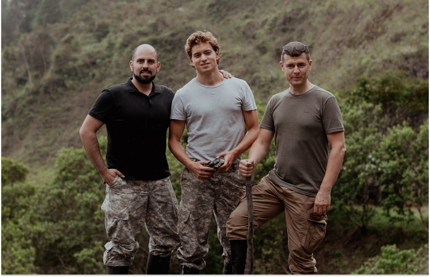 Carlos Torres, Emmanuel Tarpin and Dr Laurent Massi visiting Colombian emerald mines with The Gem Odyssey