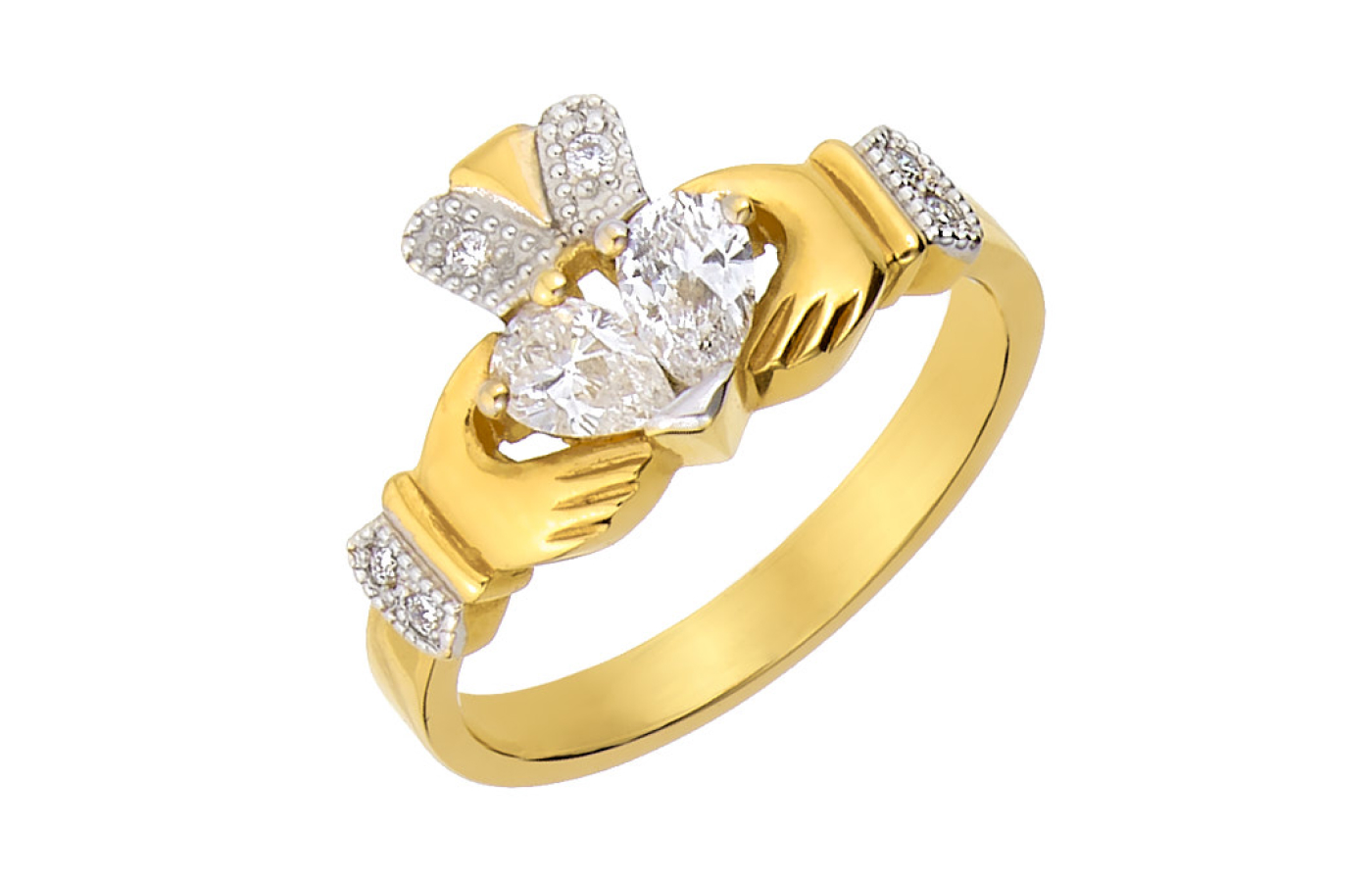 Fallers Claddagh ring in gold and diamond
