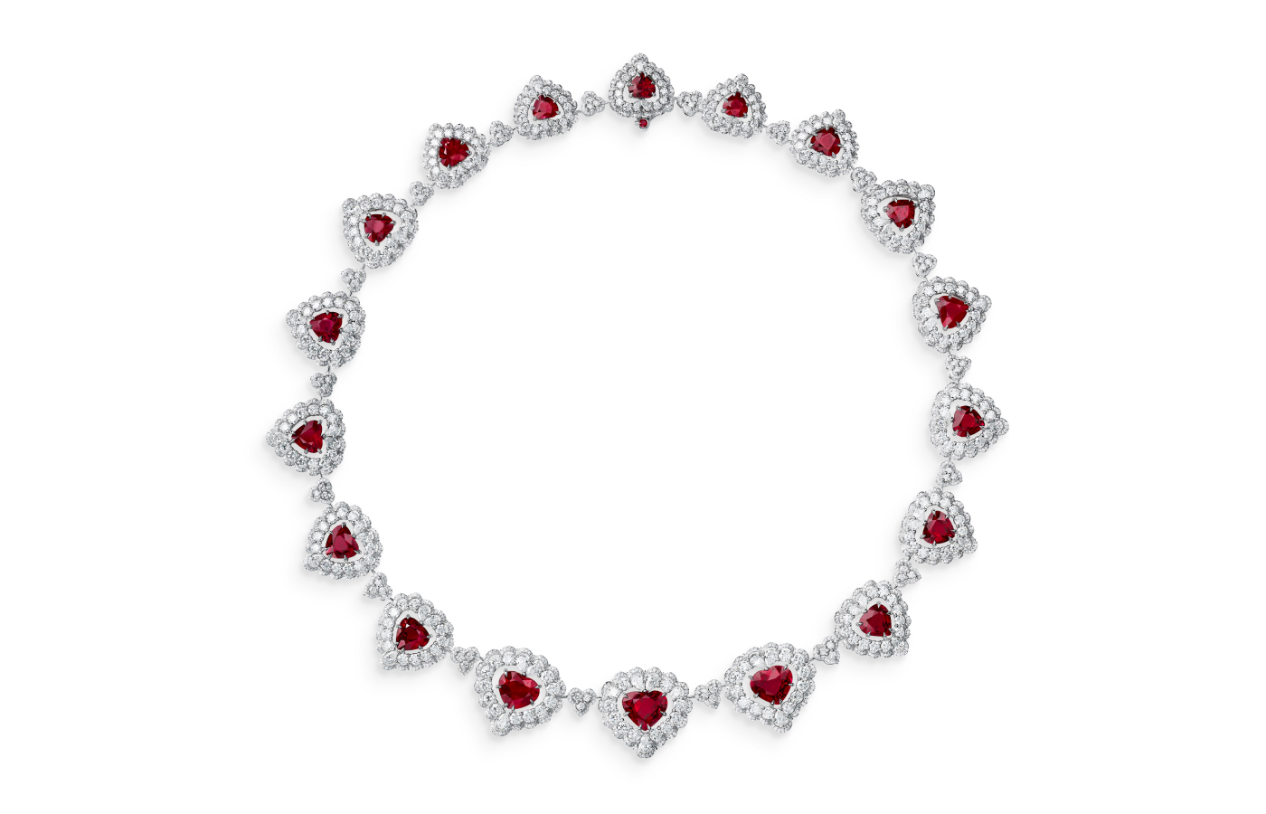  Chopard high jewellery necklace in white gold, ruby and diamond