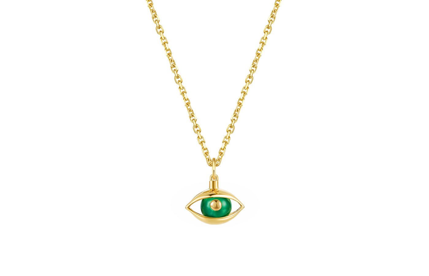  Zeemou Zeng Mini Eye unisex pendant necklace in 18k yellow gold with green chalcedony