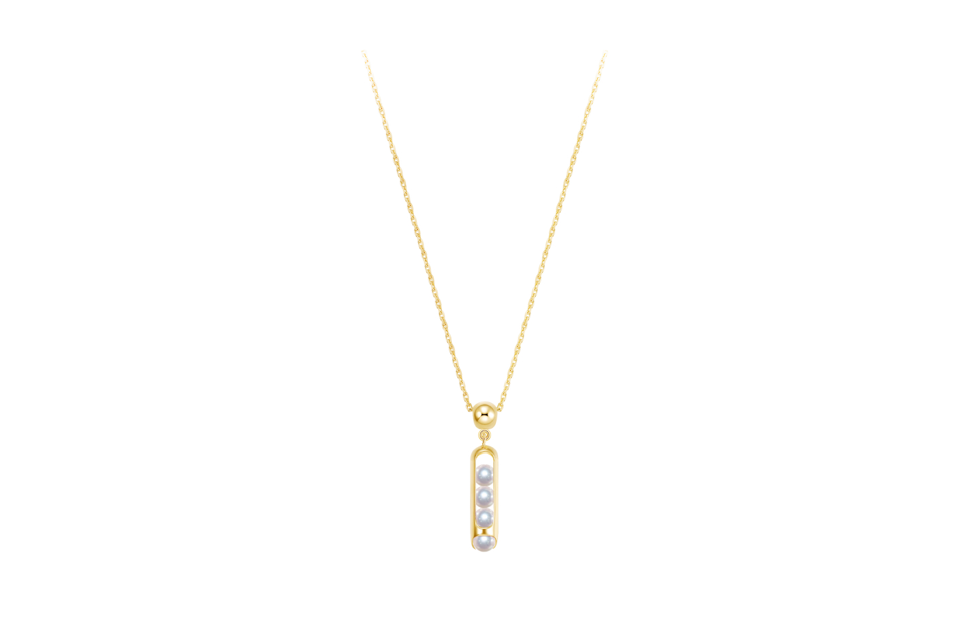  Zeemou Zeng Melody pendant necklace in 18k yellow gold with sliding Akoya pearls 