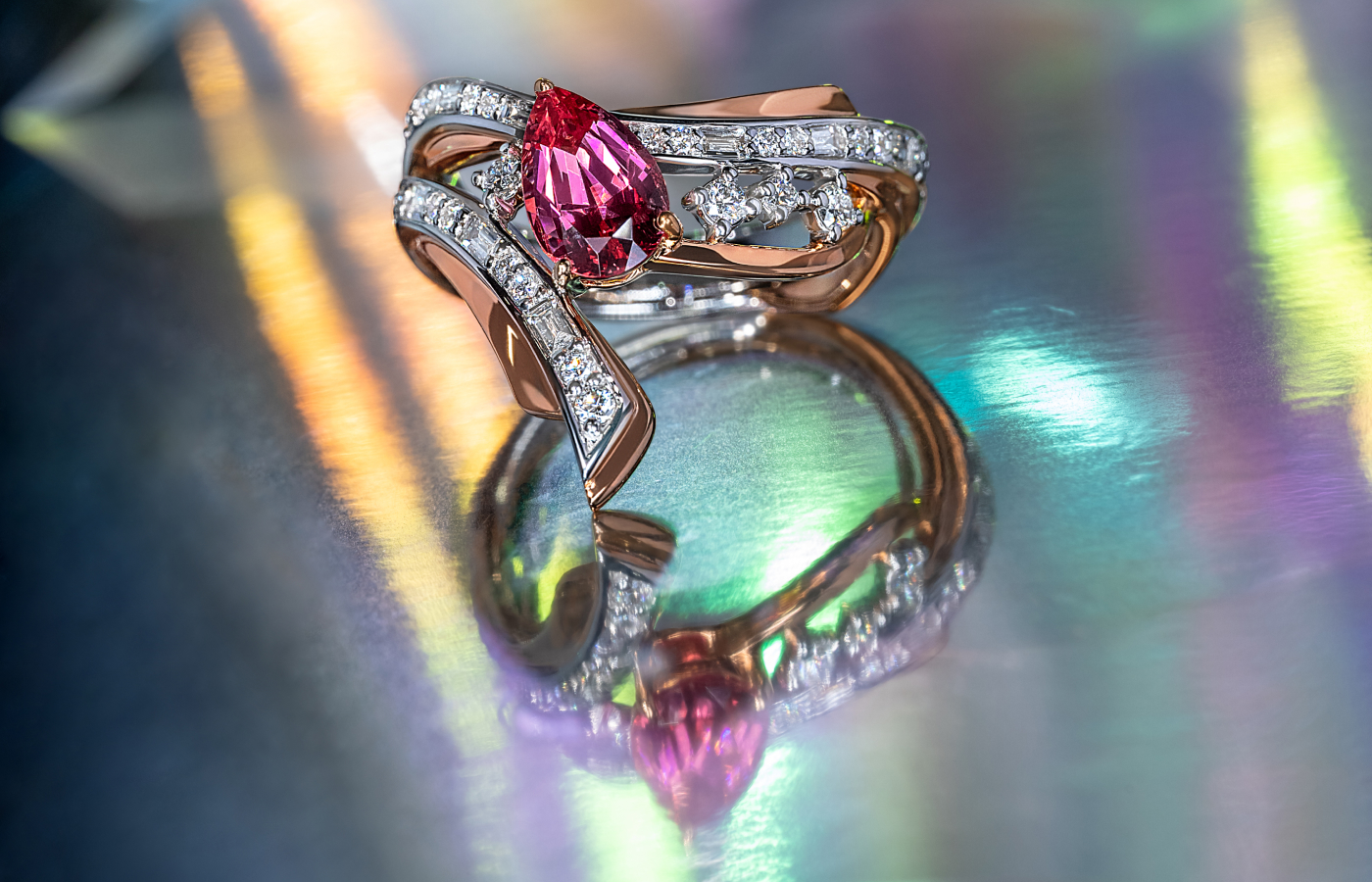  ‘I’mPEARfection’ pear-shaped hot pink spinel Ring from the MADLY Level Up collection