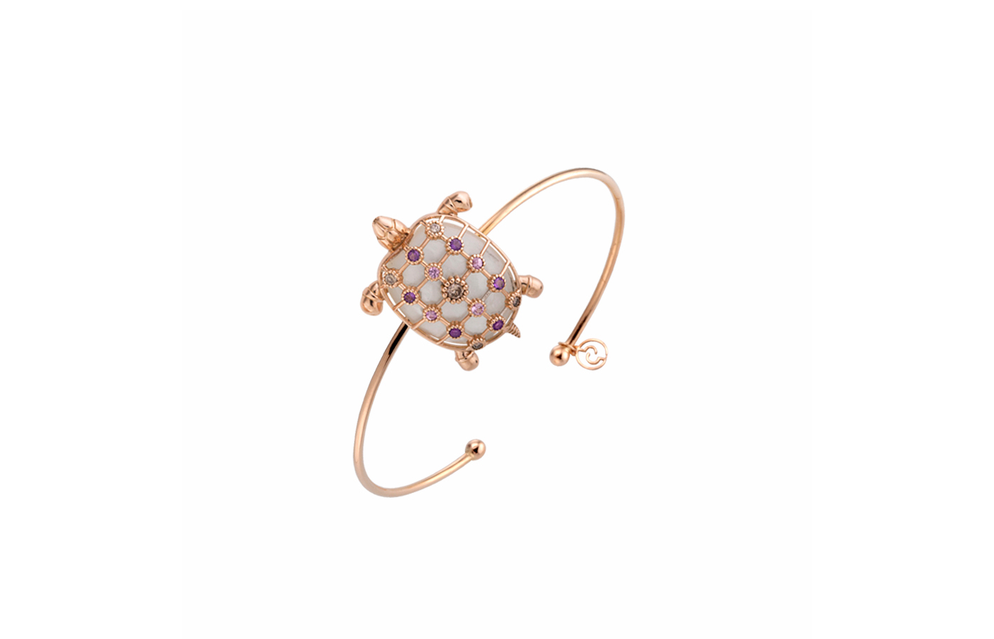  Cédille Paris Turtle bangle with coloured gemstones in rose gold 