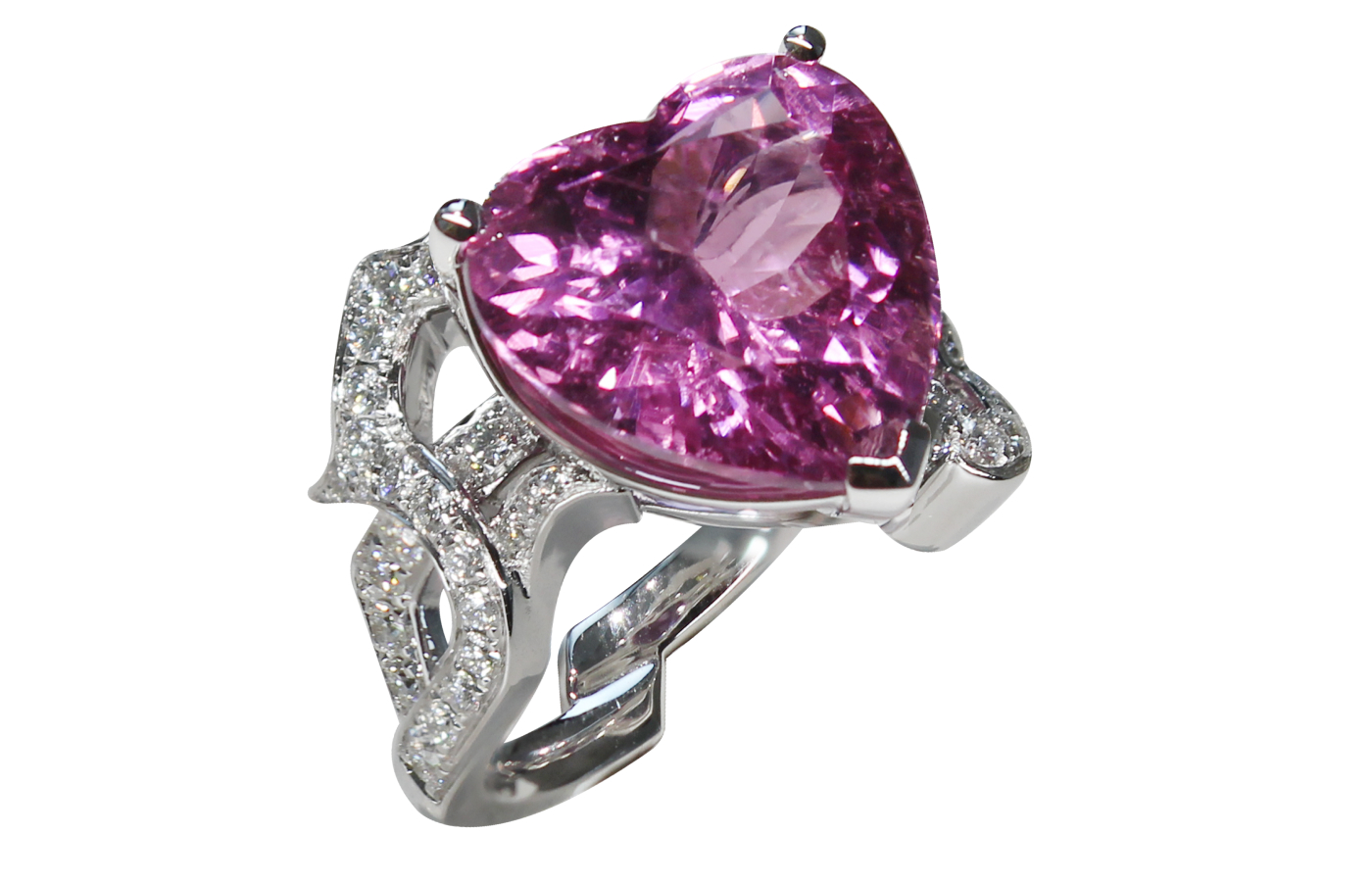 Simone Jewels Portraits of Porcelain Paradise Heavenly Purity rings with pink Paraiba and diamonds in 18k white gold
