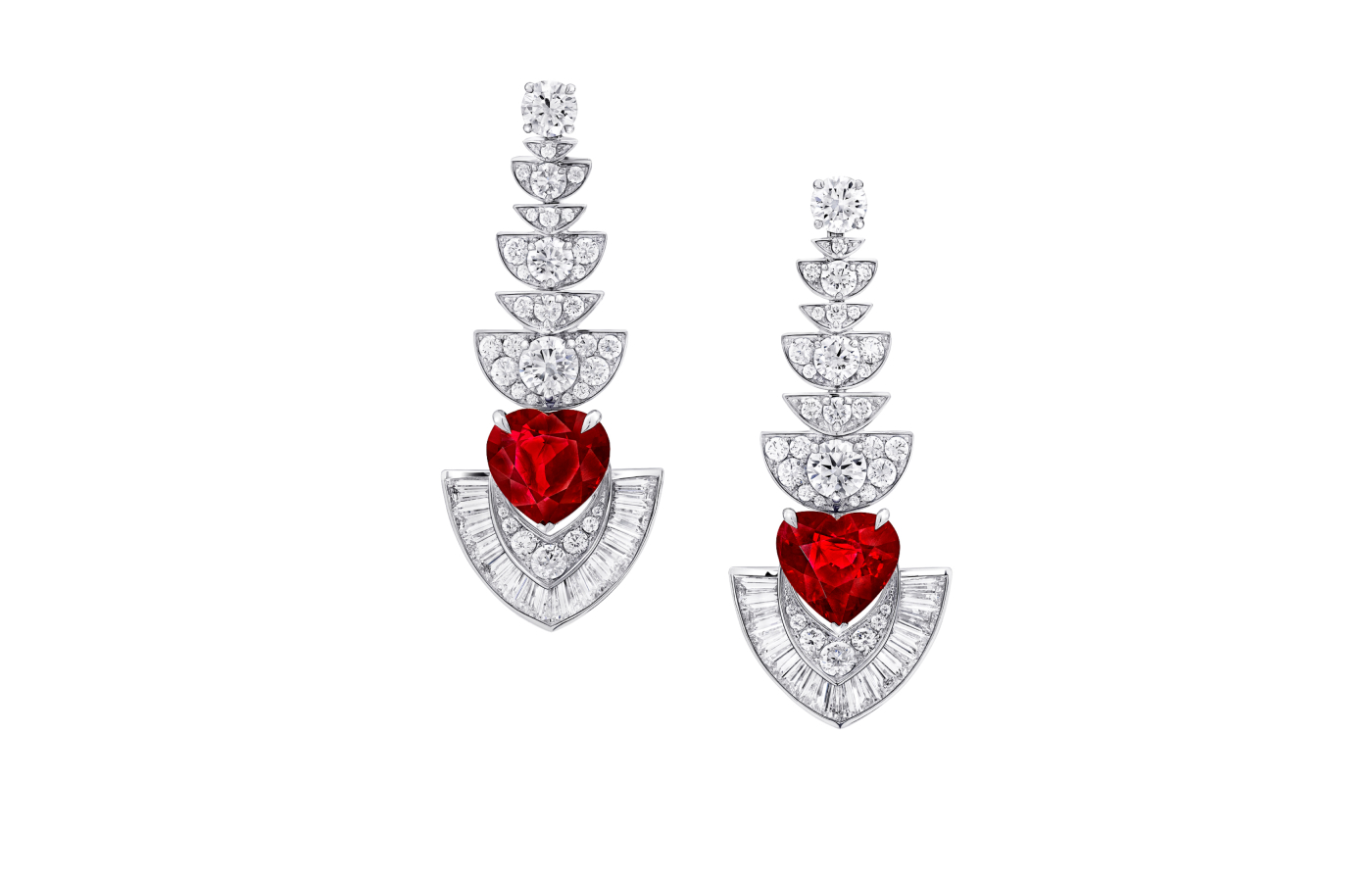  Graff Tribal earrings in white gold, ruby and diamond