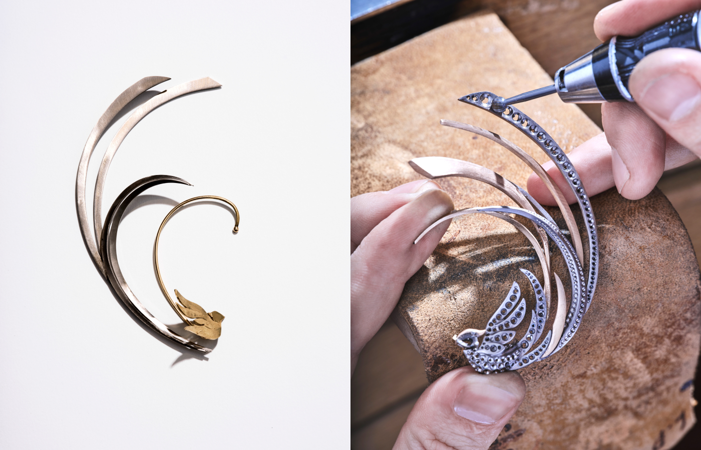 Making of the Chaumet Parade earcuff in white gold, rose gold and diamond from the Un air de Chaumet collection