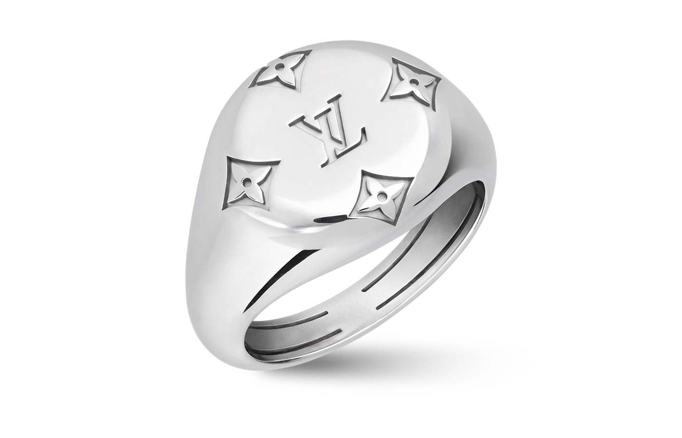  Louis Vuitton Fine jewellery Signet ring in white gold from Les Gastons Vuitton collection 