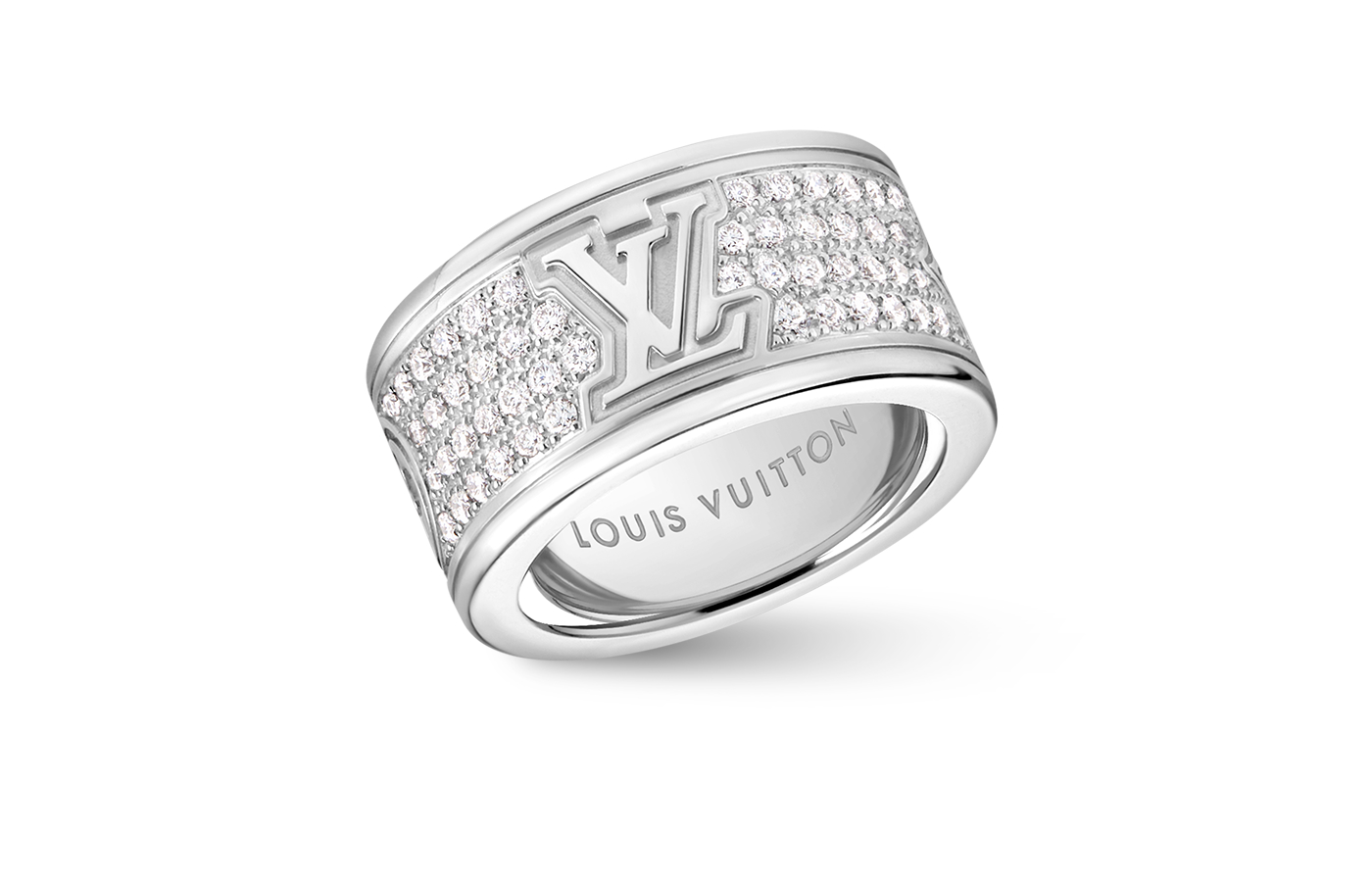  Louis Vuitton Fine Jewellery large ring in white gold and diamond from Les Gastons Vuitton collection 